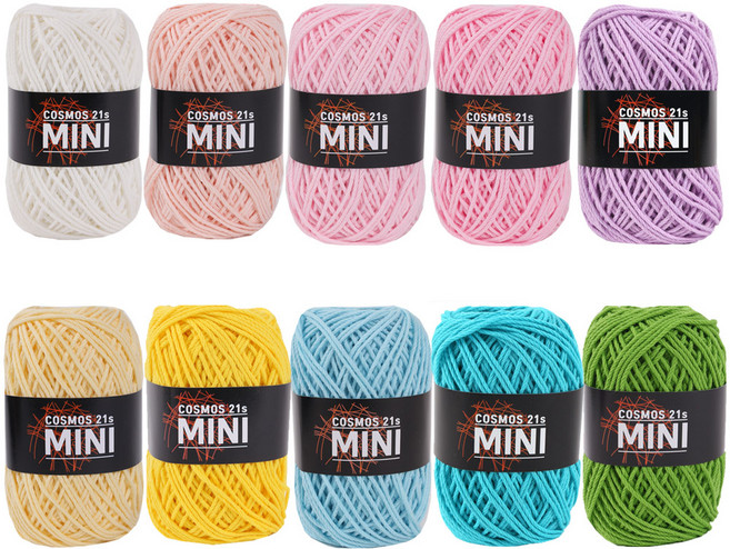 마마니트 코스모스 미니미니 파스텔톤 뜨개실 세트, 10종 혼합 색상, 1세트