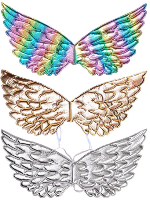 리빙다 스펀지 천사날개 파티소품 3종 세트, 레인보우 + 골드 + 실버, 1세트