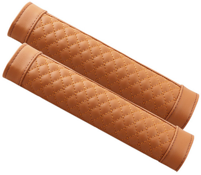 어반카 자동차 퀄팅 안전벨트 쿠션커버, 브라운, 2개