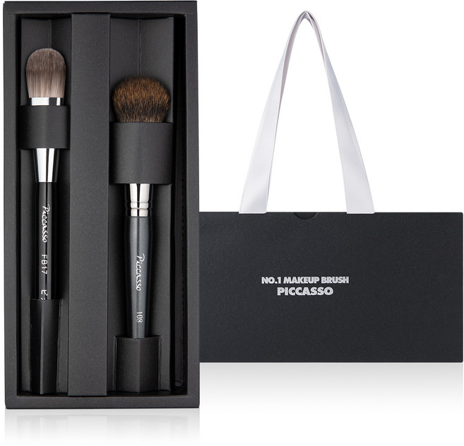피카소 파운데이션 브러쉬 FB17 + 블러셔 브러쉬 108 + 쇼핑백, 혼합색상, 1개