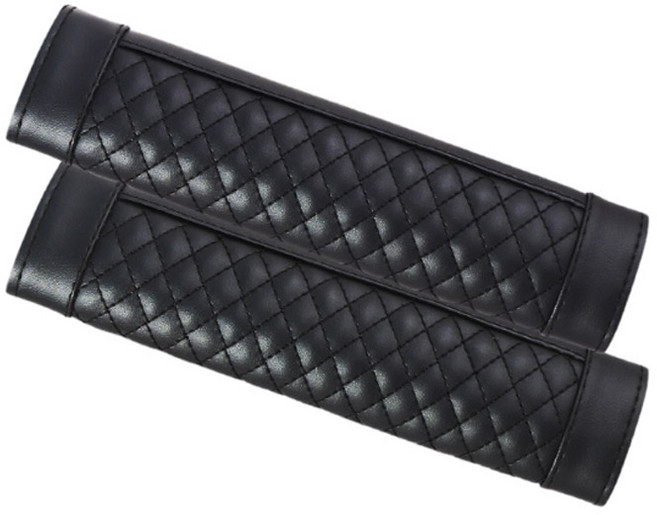 어반카 자동차 퀄팅 안전벨트 쿠션커버, 블랙, 2개