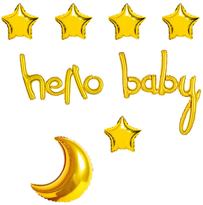 베이비샤워 장식 별달꿈 헬로베이비 세트, 골드, 1세트