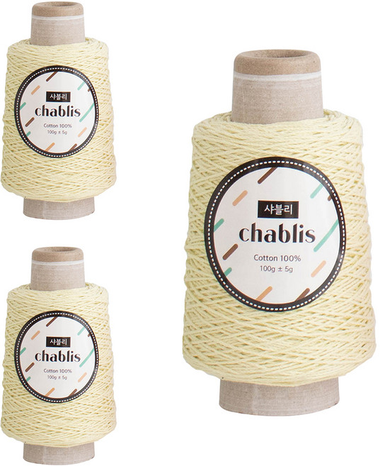 yarna 샤블리 콘사 뜨개실 100g, 108 파스텔레몬, 3개