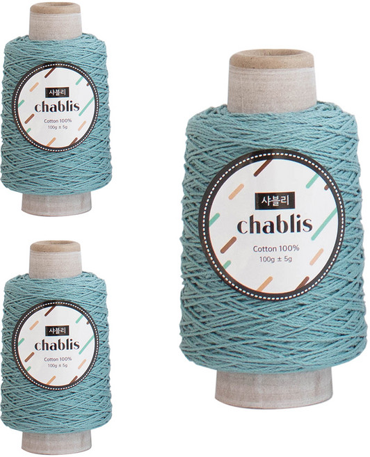 yarna 샤블리 콘사 뜨개실 100g, 111 파스텔피코크, 3개