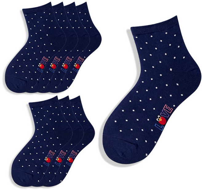 헤이내꼬 여성용 세사미스트리트 데일리 핀도트 단목양말 8켤레