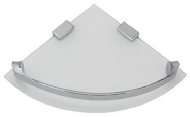 코코스 강화유리 화장실 욕실 코너 선반, 화이트 + 크롬, 1개