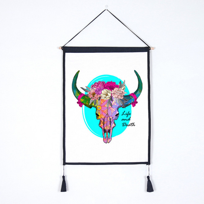 콩 케이리빙홈 황소 패브릭 액자, D