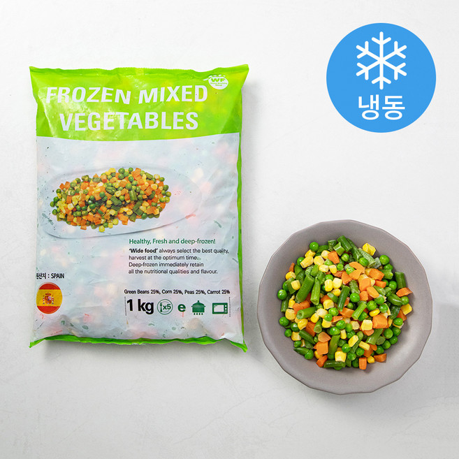 마당발 혼합야채 4종 당근 완두콩 그린빈스 옥수수 (냉동), 1kg, 1개