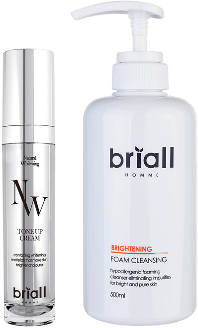 브리올옴므 내츄럴 화이트닝 톤업 크림 + 브라이트닝 폼 클렌징 세트, 1세트