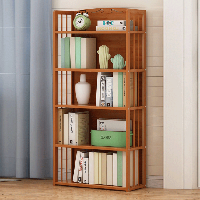 가팡 원목 심플한 책장, 브라운, 5단