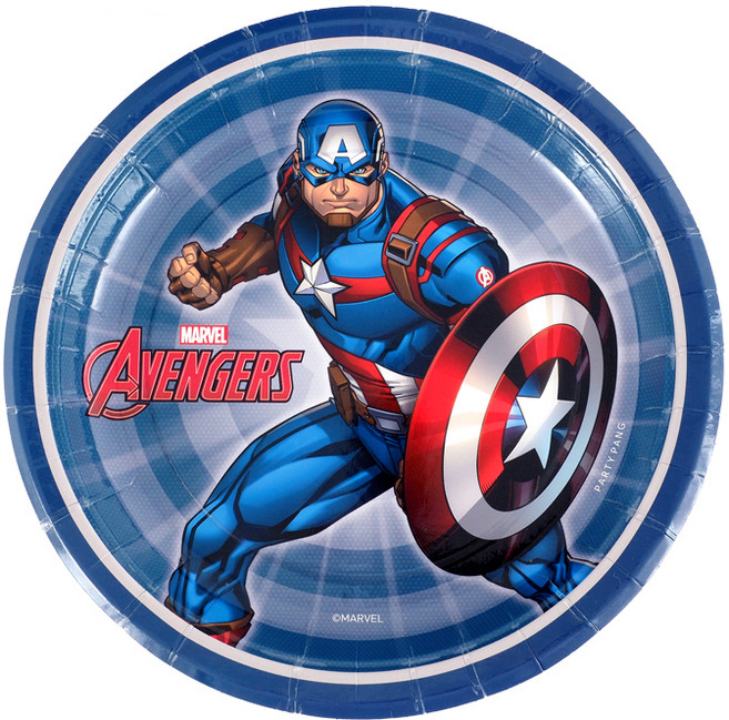 마블 어벤져스 파티접시 캡틴 아메리카 오리지널 18cm, 25개입, 1개