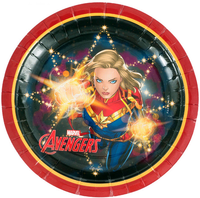 마블 어벤져스 파티접시 캡틴 마블 오리지널 18cm, 25개입, 1개