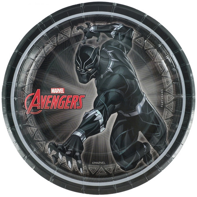 마블 어벤져스 파티접시 블랙 팬서 오리지널 18cm, 25개입, 1개