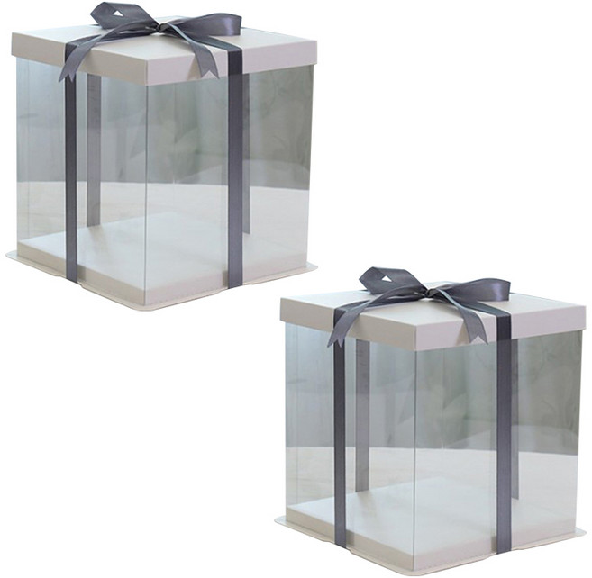 투명 쉬폰 케이크상자 3호, 혼합색상, 2개