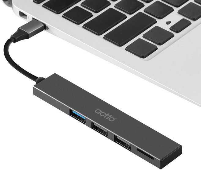 엑토 TF 카드리더기 3포트 USB 3.0 허브, CRH-13, 그레이, 1