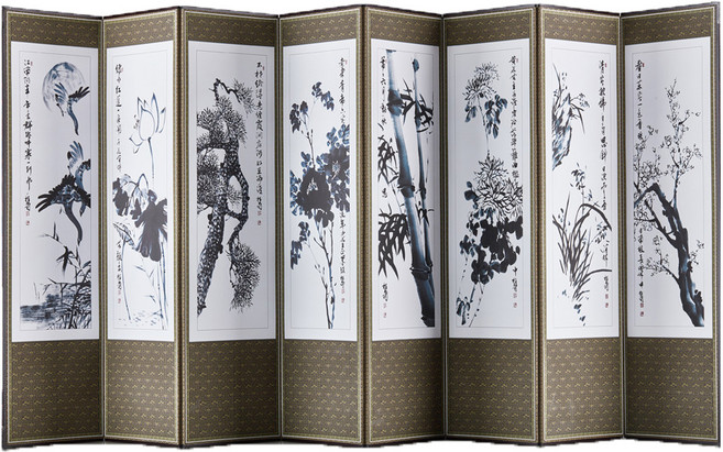 남원목기 추사 사군자 8폭 병풍, 1개