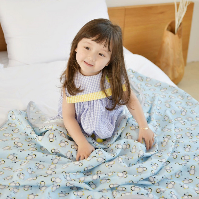 아띠블랑 아이스 인견 아기블랭킷, 블루펭귄