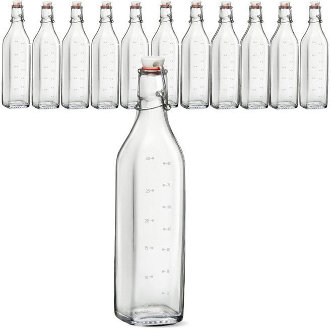 미르코리아 유리 스윙병 눈금 ST1000, 1L, 12개