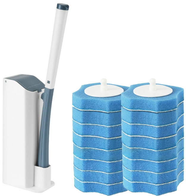 JCC 원터치 일회용 변기 청소솔 + 리필 16p, 블루, 1세트