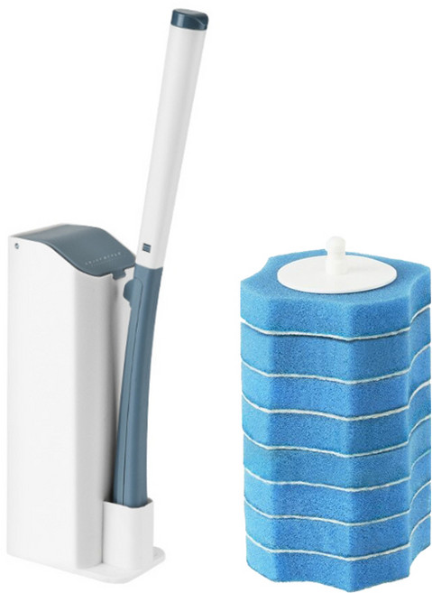 JCC 원터치 일회용 변기 청소솔 + 리필 8p, 블루, 1세트