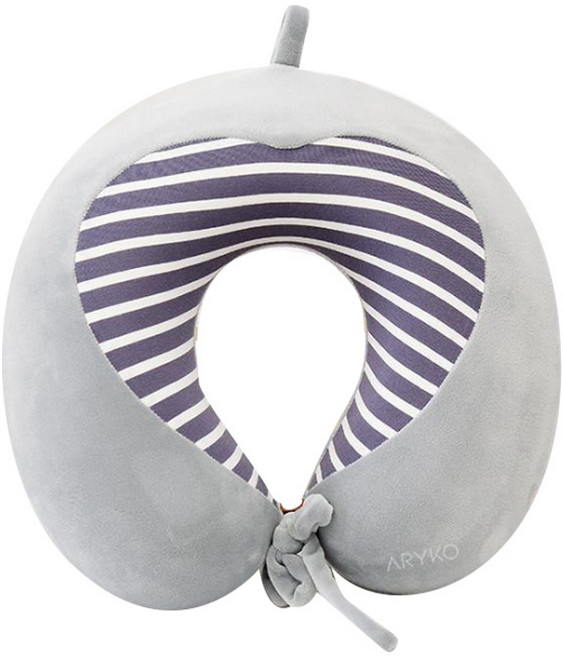 아리코 하프 줄무늬 U자형 메모리폼 목베개, 그레이