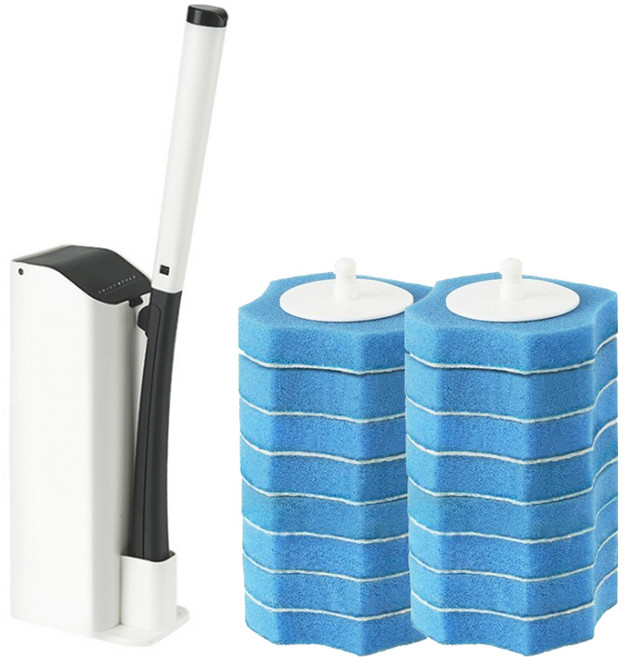 JCC 원터치 일회용 변기 청소솔 + 리필 16p, 블랙, 1세트