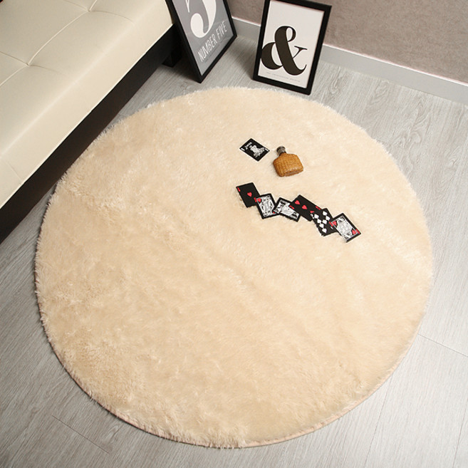 엘키 극세사 원형 롱파일 러그 W02