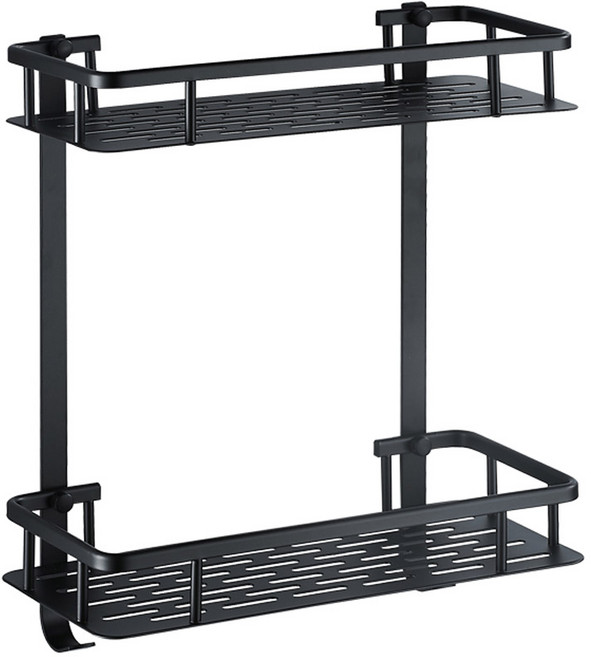 모나코올리브 메탈라인 알루미 선반 2단, 블랙, 1세트
