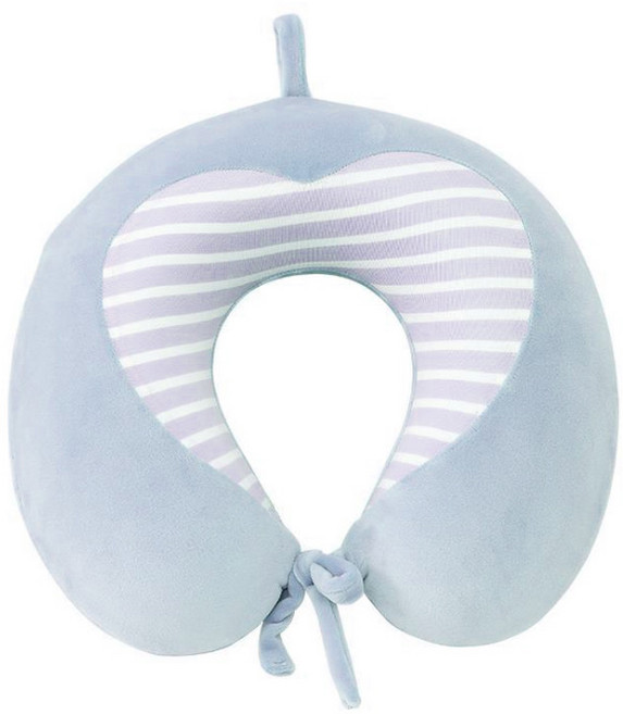 아리코 하프 줄무늬 U자형 메모리폼 목베개, 블루