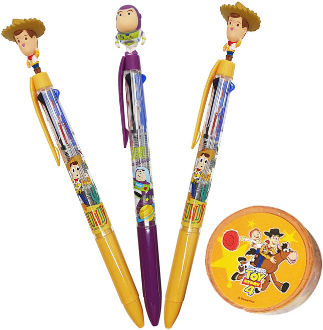 디즈니 토이스토리 3색 볼펜 0.5mm 3종 + 마스킹테이프 세트, A타입, 1세트