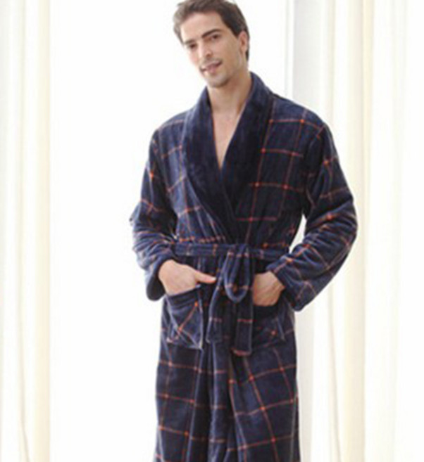 파인굿즈 남성용 플란넬 극세사 샤워가운, 1개, AN체크