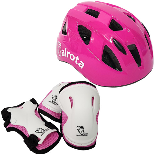 발로타 유아용 키즈헬멧 + 보호대 보호장비세트, 핑크, 색상:핑크 / 사이즈:키즈헬멧(S)+보호대(S)