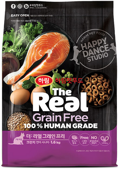 하림펫푸드 시니어 더리얼 캣 그레인프리 크런치 건식사료, 연어, 1.6kg, 1개