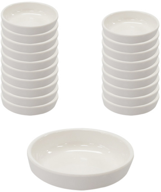 ABM 굽도자기 접시 3반, 흰색, 20개