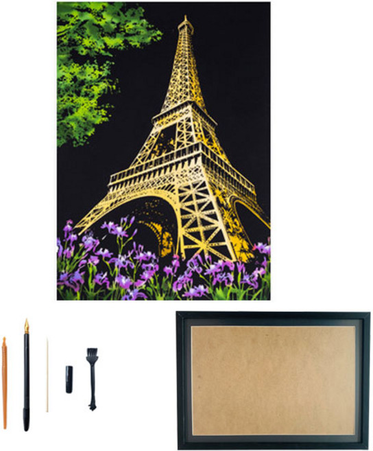 스크레치스토리 세계야경시리즈 대형 액자 세트, 에펠탑, 1개