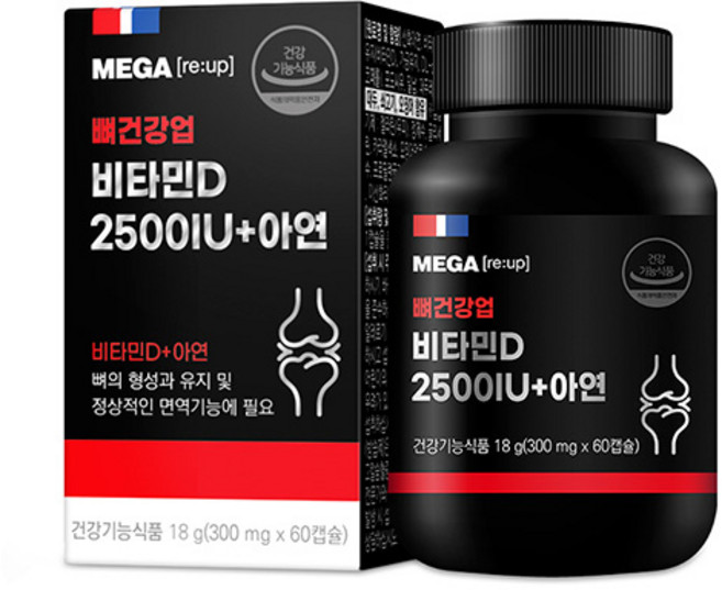 메가리업 뼈건강업 비타민D 2500IU + 아연, 1개, 60정