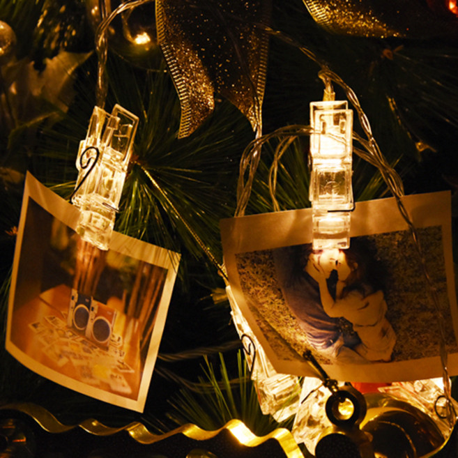 파티해 LED 20p 사진 집게 건전지 전구 가랜드 200cm, 투명 + 웜, 1개