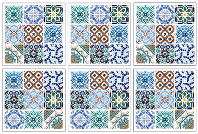 유니테크 환타스틱스 모던타일 포인트스티커 유러피언 패턴 6p, GS-702, 29 x 29 cm