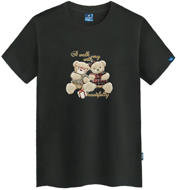 진마니아 남녀공용 곰돌이 라운드 반팔티 TS-402