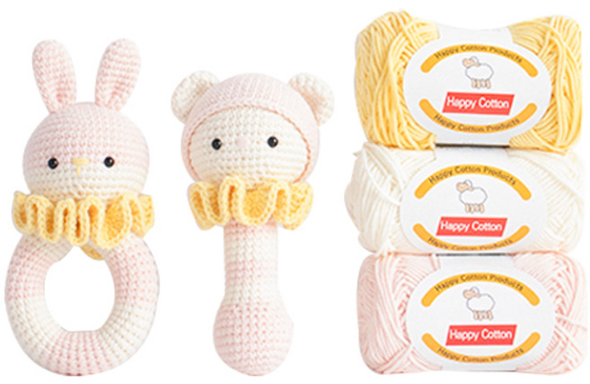 yarna 해피코튼 딸랑이 DIY 세트, 1세트, 핑크