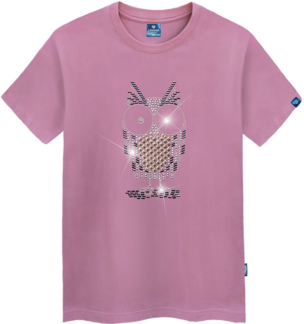 진마니아 남녀공용 큐빅 부엉이 라운드 반팔 티셔츠 TS-113