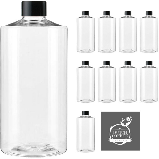 Glassdomae 透明黑色瓶蓋PET瓶 AC750 750ml + 瓶身標籤貼紙 LB5M 套組, 10套