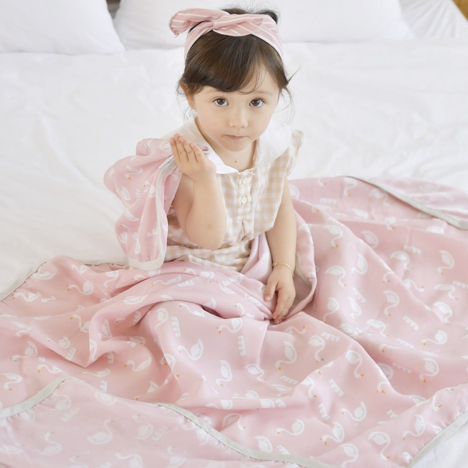 아띠블랑 쿨링 인견 유아블랭킷, 핑크스완