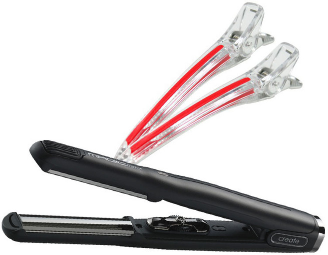 그리에이트 티타늄 매직미러 고데기 WS21 + 다카라 헤어 핀셋 2p 세트, 블랙