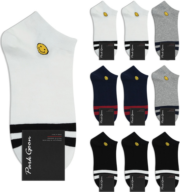 박군 남성용 신사 스마일 스니커즈 양말 10족