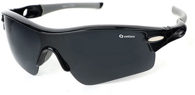 오클랜즈 편광 스포츠 선글라스 Q350, 블랙프레임 + 스모그렌즈, 1개