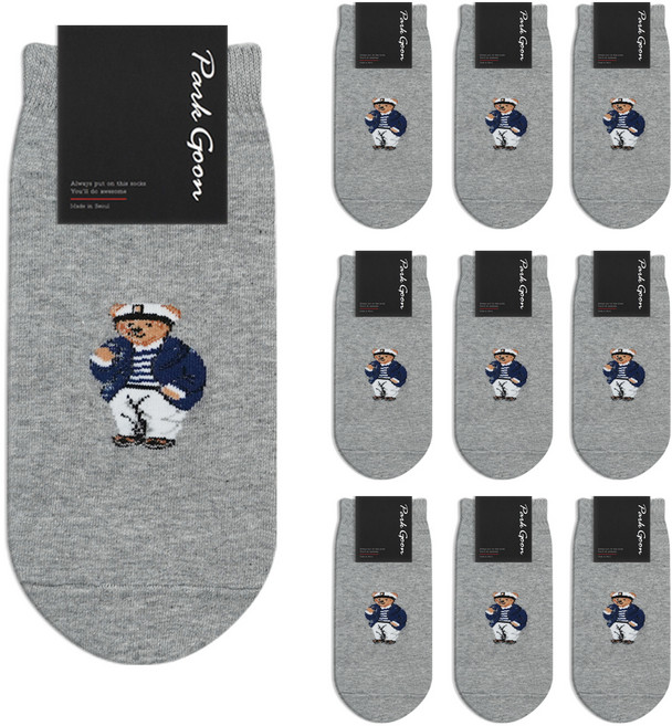 박군 남성용 신사 베어 스니커즈 양말 10족