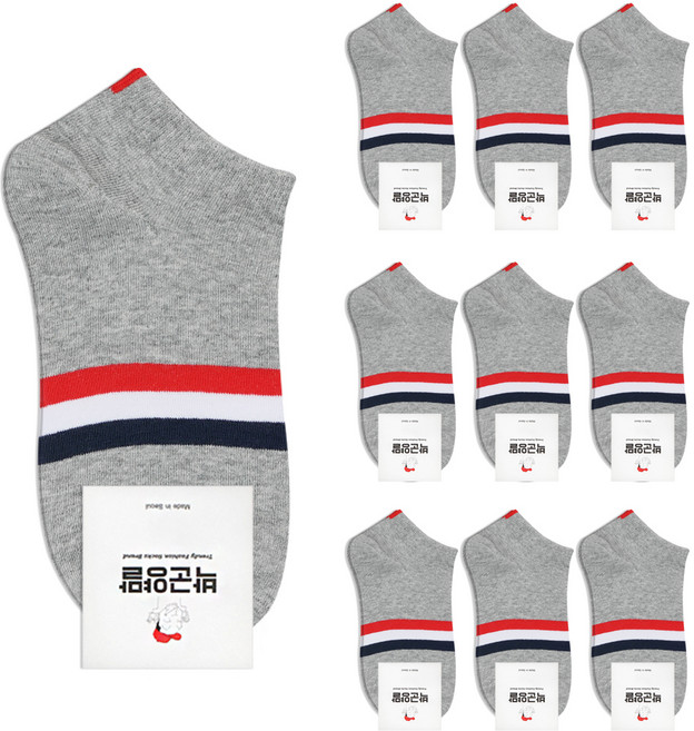 박군 여성용 포인트삼선 스니커즈 양말 10족
