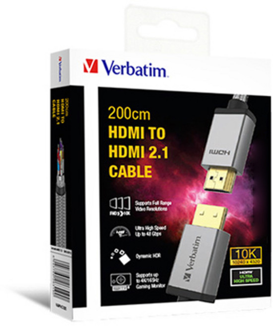 버바팀 메탈릭 10k 120Hz HDMI 2.1 케이블 그레이, 1개, 200cm