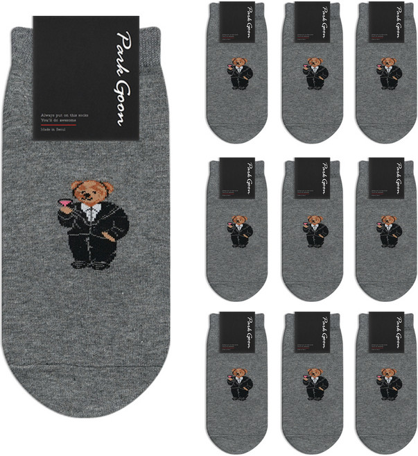 박군 남성용 신사 베어 스니커즈 양말 10족